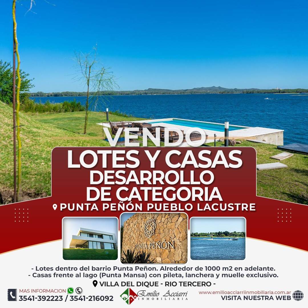 Vendo Lotes de Categoria en Villa del Dique,  PUNTA PEÑON