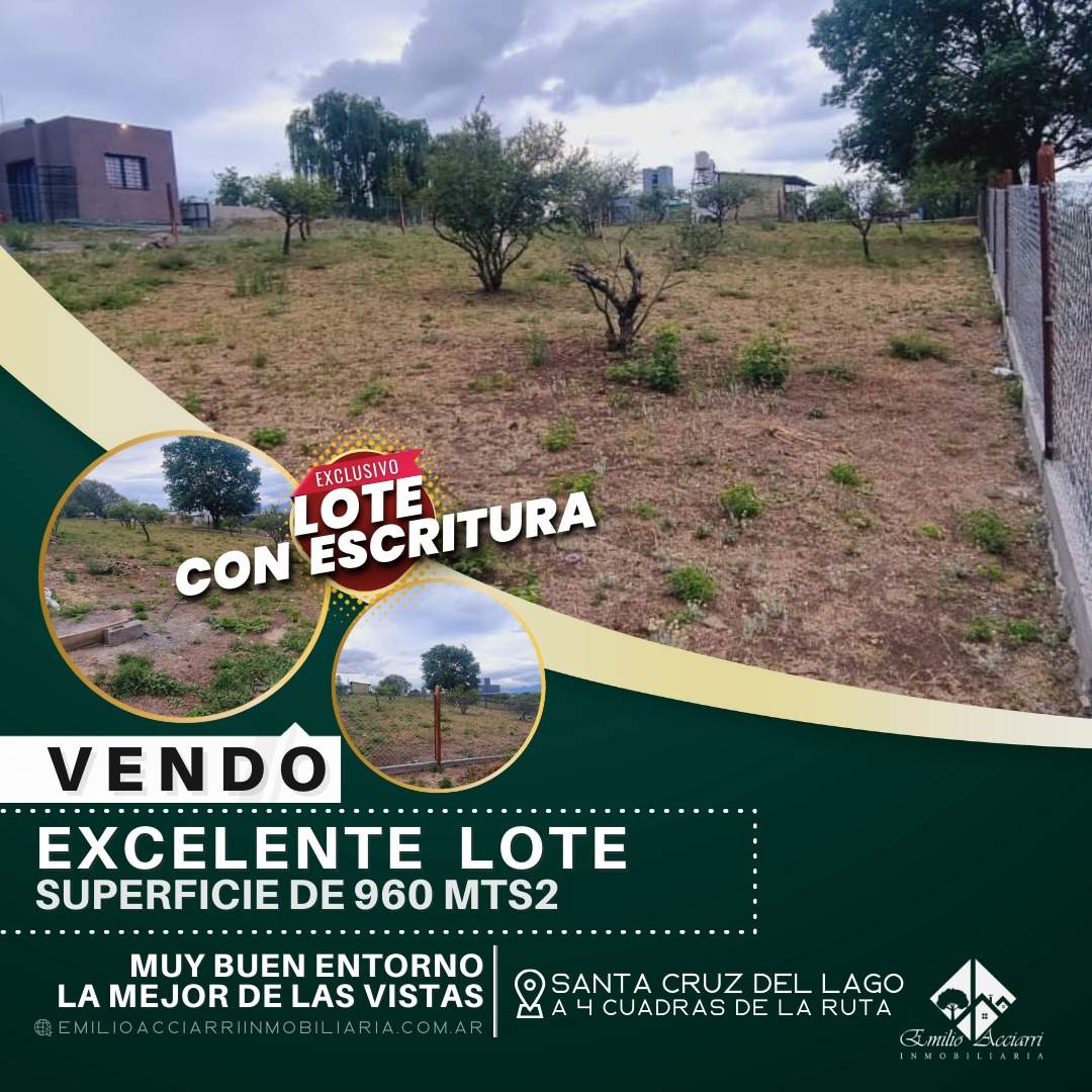 Vendo excelente terreno en Villa Santa Cruz del Lago