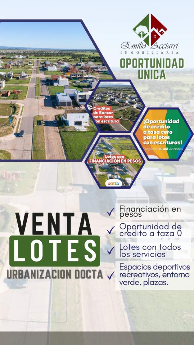 Oportunidad VENDO Lotes en Urbanización La Docta, DOCTA BOULEVARD ! APTO COMERCIO