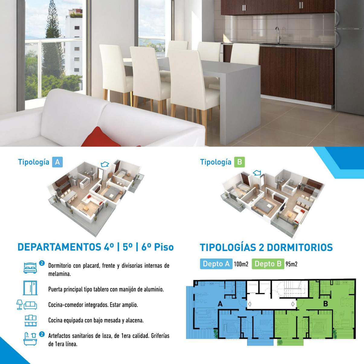 EXC DEPTO EN ALTO ALBERDI - 2 DORM Y 2 BAÑ