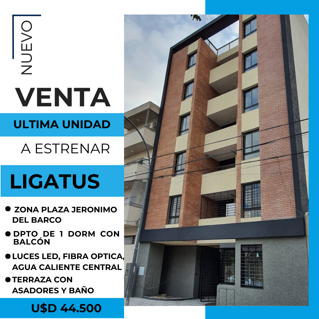 Venta de dpto de 1 dorm Alto Alberdi Sobre calle Aguirre Camara Ed. Ligatus zona plaza jeronimo del 