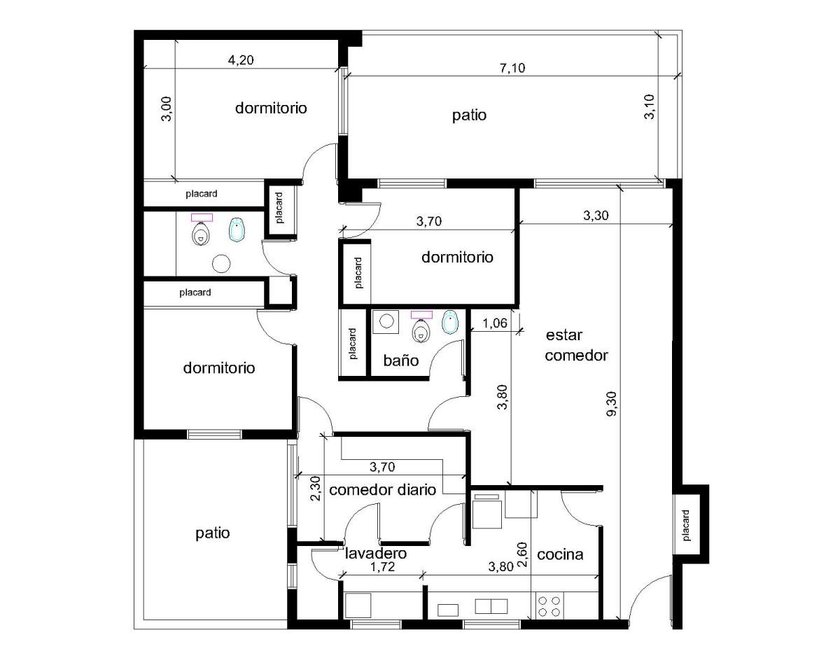 Plaza Colón, amplio dpto de 3 dormitorios y 2 patios.  APTO BANCOR